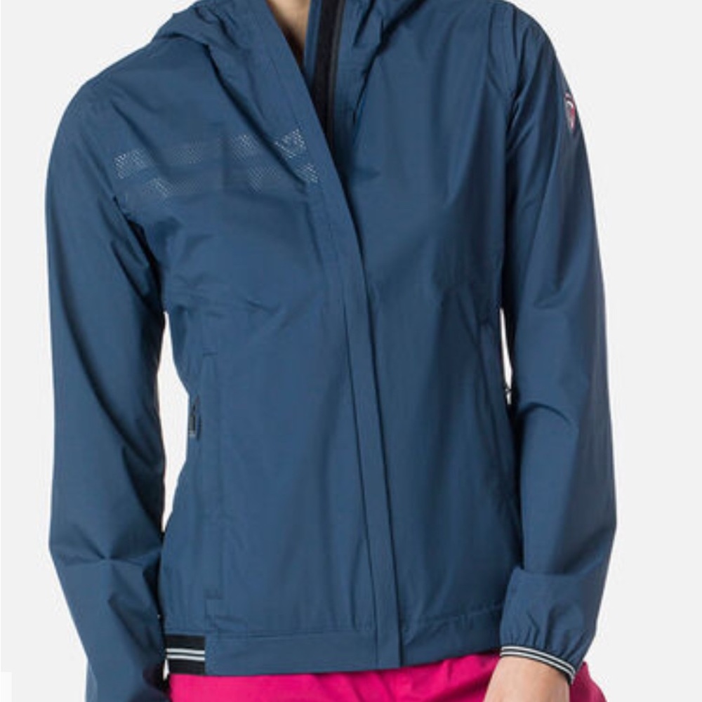 Rossignol Blue Windbreaker Jacket with High Collar and Relaxed Fit